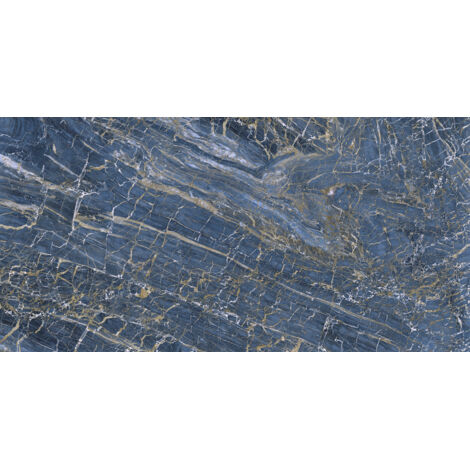 Carrelage sol et mur effet marbre brillant Hotel luxe bleu poli 60x120 cm - Réflex boutique