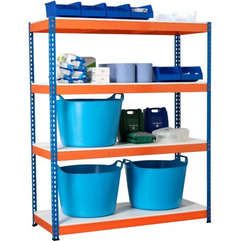 Heavy Duty Industrial Shelving Unit 4 Melamine Shelves - 1800mm H x 1500mm W x 600mm D - 400KG's UDL Per Shelf