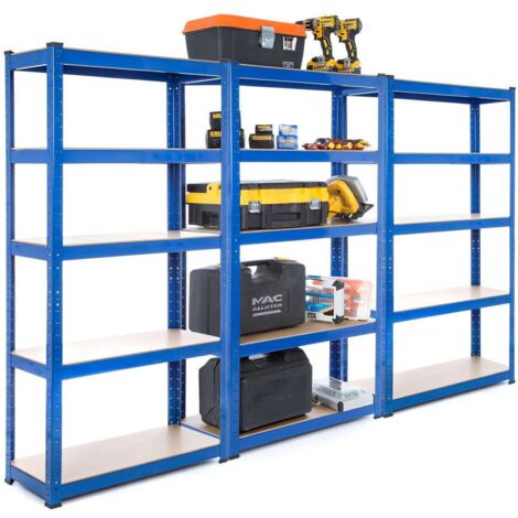 3 Bay MEGA DEAL 3x Garage Shelving Units / Racking 5 Levels 1500mm H x 750mm W x 300mm D - 175KG's UDL Per Shelf