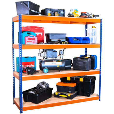 Heavy Duty Industrial Shelving Unit 4 Levels - 2200mm H x 1800mm W x 600mm D - 500KG's UDL Per Shelf