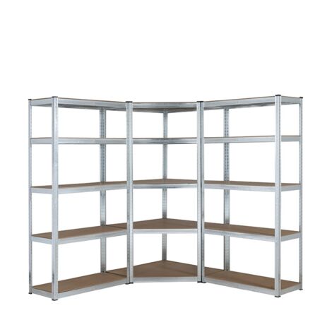 3 Bay MEGA DEAL Corner Galvanised Steel Shelving 1500mm H x 700mm W x 300mm D - 150KG's UDL Per Shelf