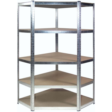Galvanised Steel Garage Corner Shelving Unit - 1800mm H x 900mm W x 400mm D - 175KG's UDL Per Shelf