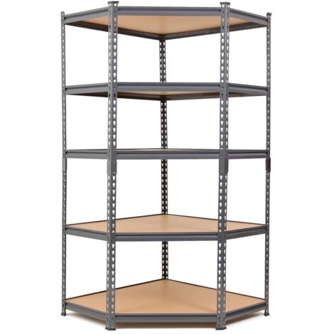 Super Value Grey Steel Corner Shelving Unit 1500mm H x 750mm W x 300mm D - 150KG's UDL Per Shelf