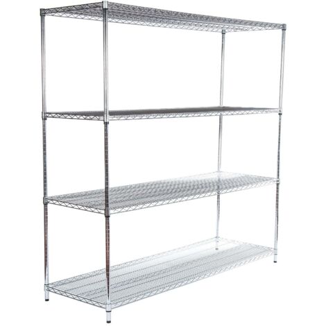 Metal Chrome Wire Shelving Unit 4 Tier 1838mm H x 1517mm W x 609mm D - 100KG's UDL Per Shelf