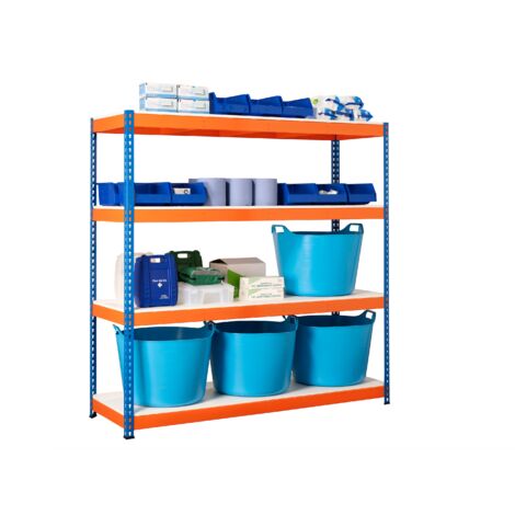 Heavy Duty Industrial Shelving Unit 4 Melamine Shelves - 1800mm H x 1800mm W x 600mm D - 400KG's UDL Per Shelf