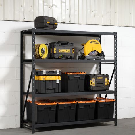 Black Heavy Duty Industrial Racking With Metal Shelves 1830mm H x 1500mm W x 600mm D - 400KG UDL Per Shelf