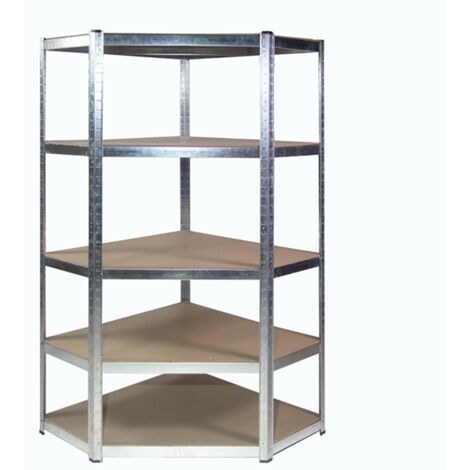 Galvanised Steel Garage Corner Shelving Unit - 1500mm H x 700mm W x 300mm D 150KG's UDL Per Shelf