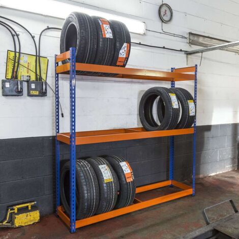 Heavy Duty Tyre Racking 1800mm H x 1800mm W x 450mm D â€“ 3 Level Approx. Storage of 24 Tyres. 400KG UDL