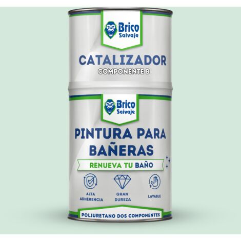 Pintura para bañeras Acabado Satinado Verde Claro Crawford Bricosalvaje 600+150 ML Dos componentes