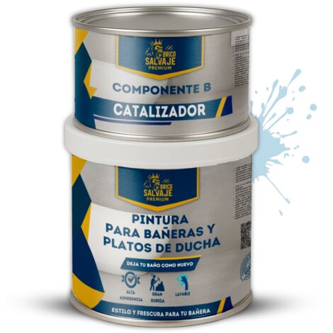 Pintura para Platos de Ducha y Bañeras, Brillante, Bruma Ártina, Dos componentes, 600+150 ML