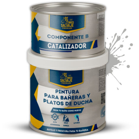 Pintura para Platos de Ducha y Bañeras, Brillante, Piedra Serena, Dos componentes, 600+150 ML