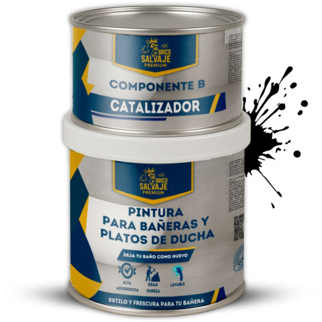Pintura para Platos de Ducha y Bañeras, Satinado, Ébano Profundo, Dos componentes, 600+150 ML