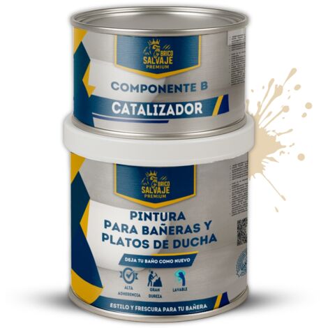 Pintura para Platos de Ducha y Bañeras, Satinado, Lino Tostado, Dos componentes, 600+150 ML