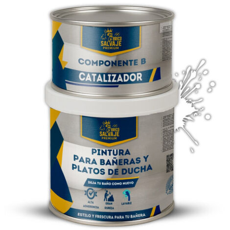 Pintura para Platos de Ducha y Bañeras, Brillante, Niebla de Invierno, Dos componentes, 600+150 ML