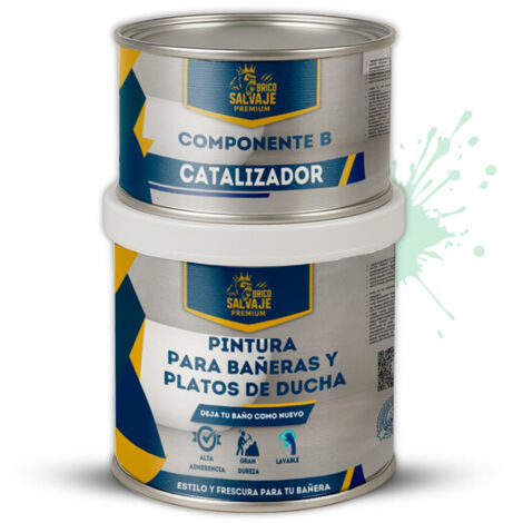 Pintura para Platos de Ducha y Bañeras, Brillante, Eucalipto Suave, Dos componentes, 600+150 ML