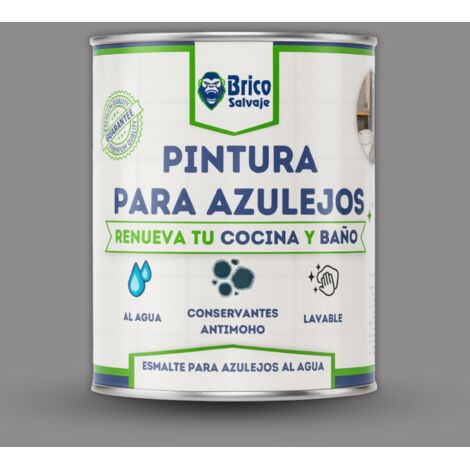 Pintura para Azulejos de Baño y Cocina, al Agua, Fácil Aplicación, Gris Cálido, SATINADO, 750 ML