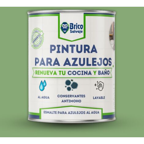 Pintura para Azulejos de Baño y Cocina, al Agua, Fácil Aplicación, Salvia, BRILLANTE, 750 ML