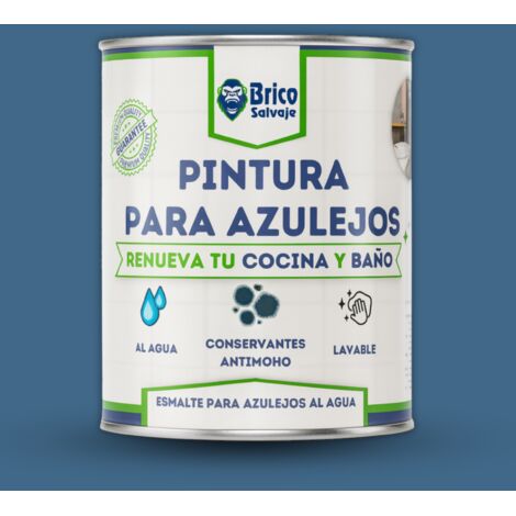 Pintura para Azulejos de Baño y Cocina, al Agua, Fácil Aplicación, Marino, SATINADO, 750 ML