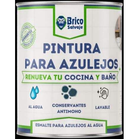 Pintura para Azulejos de Baño y Cocina, al Agua, Fácil Aplicación, Negro Ébano, MATE, 750 ML