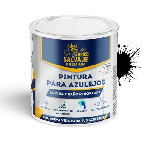 Pintura para Azulejos de Baño y Cocina Brillante Obsidiana 750 ml al agua