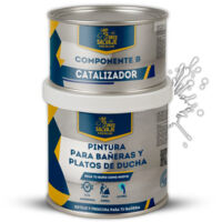 Pintura para Platos de Ducha y Bañeras, Satinado, Niebla de Invierno, Dos componentes, 600+150 ML