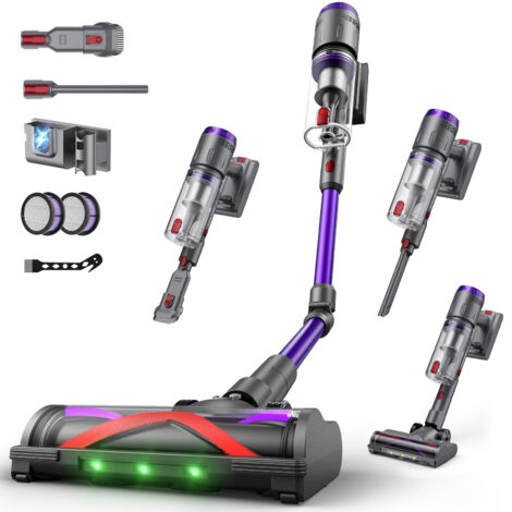 Aspirateur Balai sans Fil 600 W - Aspiration 58KPa - Autonomie 75 min - Capacité 1.6 L - Tube pliable pour nettoyer sans se baisser
