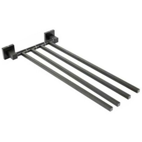 HANDTUCHHALTERMIT4STANGEN,WANDMONTAGE,BADEZIMMERREGAL,SCHWARZ02123 (1/2)