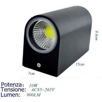 DOPPELTELED-WANDLAMPE10WSCHWARZKALTLICHTLAMPEWANDUPDOWNEXTERNERSPOTLIGHT