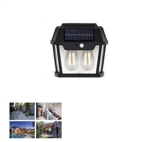 APPLIQUE DOUBLE LED POUR JARDIN EXTÉRIEUR SOLAIRE CRÉPUSCULE (1/3)