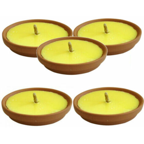 5 BOUGIES CITRONNELLE TORCHE TERRE CUITE PARFUM D'AMBIANCE ANTI-MOUSTIQUE 17 CM
