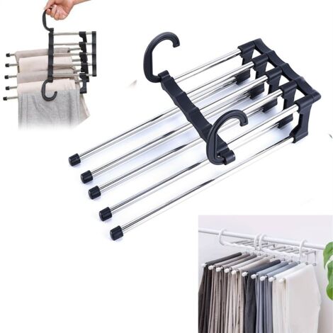 CINTRE PLIABLE POUR 5 PANTALONS, PLIABLE ET AVEC CROCHET, POUR PLACARD DE SALLE DE BAIN (1/5)