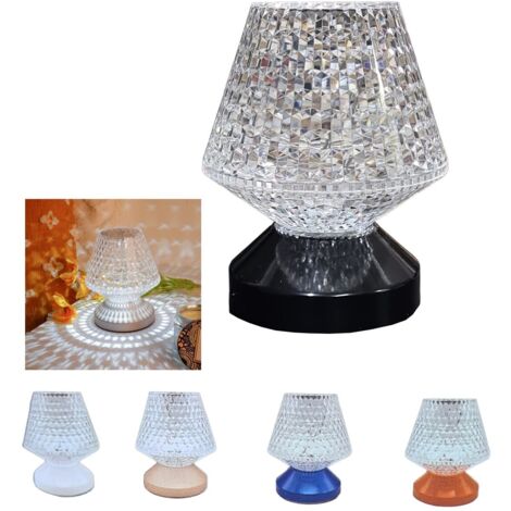 LAMPE DE TABLE EFFET CRISTAL RECHARGEABLE TACTILE USB LUMIÈRE LED RVB TÉLÉCOMMANDE (1/4)