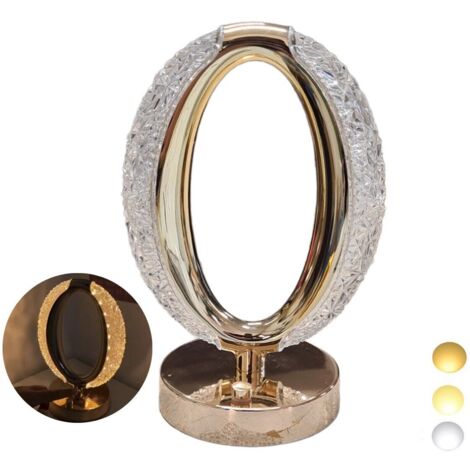 LAMPE DE TABLE LED RECHARGEABLE OVALE EN CRISTAL TYPE ATMOSPHÈRE DIAMOND TOUCH (1/5)