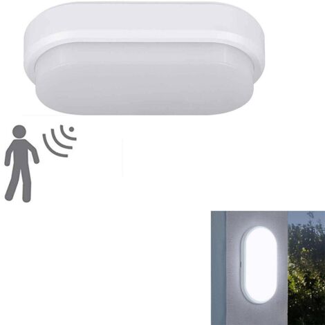 PLAFONNIER LED 9 W OVALE DÔME DÉTECTEUR DE MOUVEMENT IP56 BLANC FROID 6500 K 1507 (1/3)