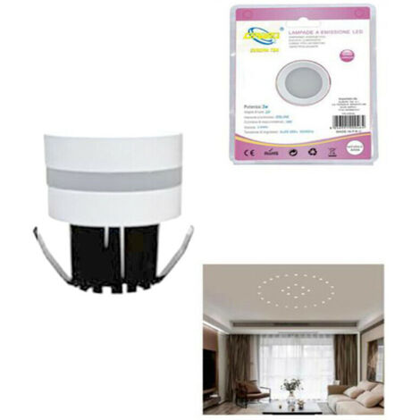 MINI SPOT LED 3W ROND PLAFONNIER ENCASTRÉ RESSORT 4CM LED BLANC FROID 6000K (1/2)