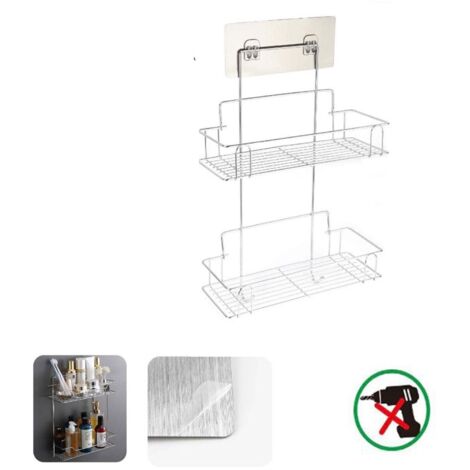 ÉTAGÈRE MURALE DOUBLE ADHÉSIVE ORGANISATEUR ÉTAGÈRE DE RANGEMENT DE CUISINE 03491 (1/2)