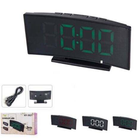 NY-3621 RÉVEIL NUMÉRIQUE RECHARGEABLE AVEC ÉCRAN LED VERT