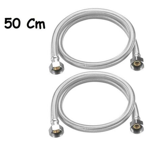 PAIRE DE TUYAUX FLEXIBLES 50CM TUYAUX D'EAU CHAUDE ET FROIDE CHAUDIÈRE 1/2X1/2 DGO-172 (1/4)
