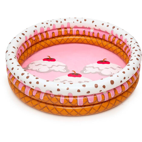 PISCINE 3 BOUCLES ENFANTS GLACES ENFANTS 160X38 CM GONFLABLE RONDE GÂTEAU BESTWAY (1/5)