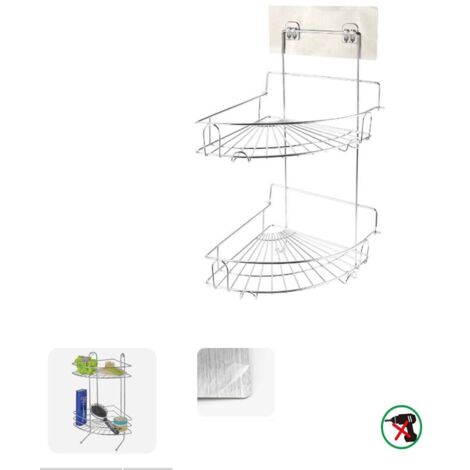 ÉTAGÈRE D'ANGLE MURALE DOUBLE ADHÉSIVE POUR RANGEMENT 03490 (1/2)