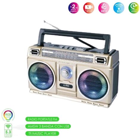 HAUT-PARLEUR BLUETOOTH PORTABLE RÉTRO VINTAGE V5.3 AVEC RADIO AM/FM USB 5 W AS05959