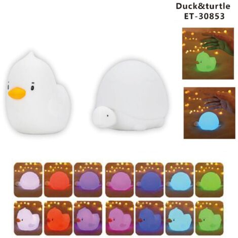LAMPE DE CHEVET LED EN SILICONE POUR ENFANTS, MOTIF CANARD ET TORTUE RGB (1/2)