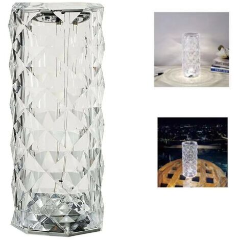 LAMPE DE TABLE LED RECHARGEABLE EN CRISTAL DE DIAMANT AVEC TOUCHE ROSE (1/5)