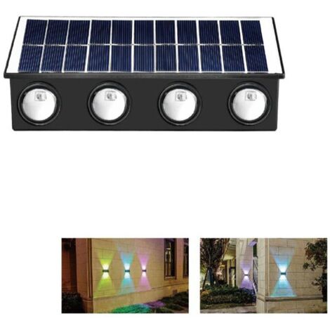 APPLIQUE MURALE SOLAIRE 8 LED IP65 RGB POUR JARDIN TE-B0579