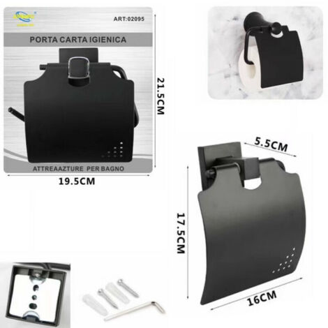 PORTE-ROULEAU DE PAPIER TOILETTE MURAL SUPPORT MURAL POUR TOILETTES NOIR SALLE DE BAIN 02095 (1/2)