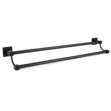 PORTE-SERVIETTES 2 BARRES SUPPORT MURAL SALLE DE BAIN NOIR HOME ROD 02110 (1/2)