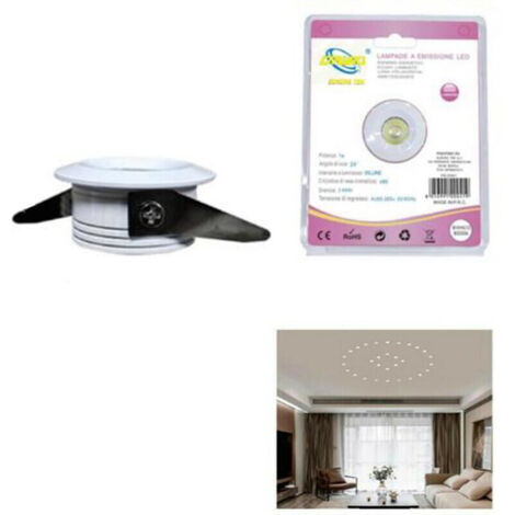 MINI SPOT LED 1W ROND PLAFONNIER ENCASTRÉ RESSORT 4CM LED BLANC FROID 6000K (1/2)