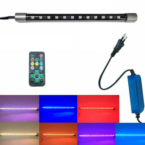 LAMPE DÉCORATIVE À IMMERSION POUR AQUARIUM T4 LED RVB TÉLÉCOMMANDE 25CM 1,5W VENTOUSES (1/2)