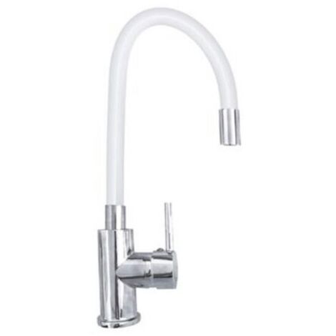 MITIGEUR À BEC TRÈS FLEXIBLE ROBINET DE CUISINE MONOCOMMANDE BLANC 1987-2 (1/3)