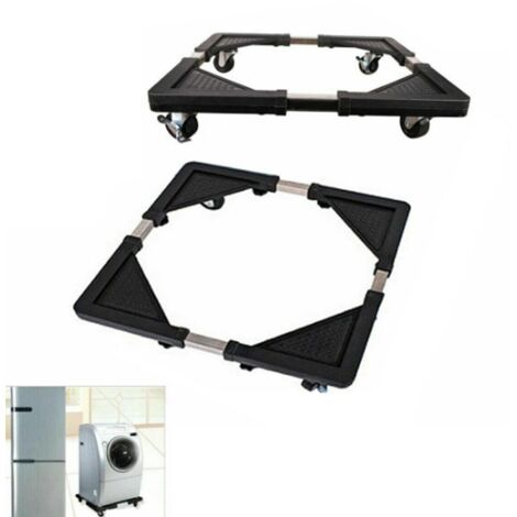 Base mobile pour réfrigérateur et lave-linge – Roues pivotantes 360° avec frein – Charge max 100 kg – Dimensions 40-63 cm – Hauteur 10 cm – Kiddymoon